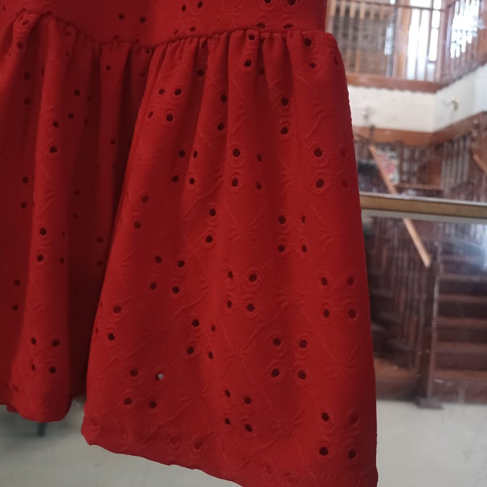 Rhythm + Rose Women's Eyelet Short Sleeve Short Dress L Orange - Picture 3 of 6